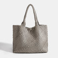Woven Tote Bag For Women Soft Foldable Top-Handle Wristlet Bag Fashion Hobo Handbag Composite Bag with Coin Purse