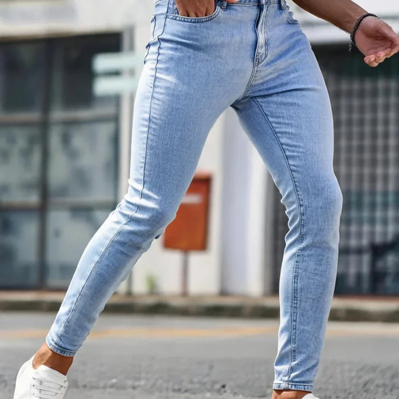 Men'S Slim-Fit Denim Long Pants - Basic Stretch Style | SAMAG