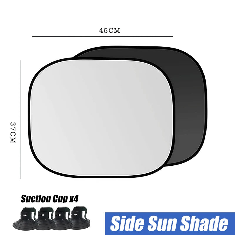 UV-Reflective Car Sun Shade Cover Rear Windshield Sun Protection Sunshade Heat-Isolation Car Privacy Curtains Foldable Storage