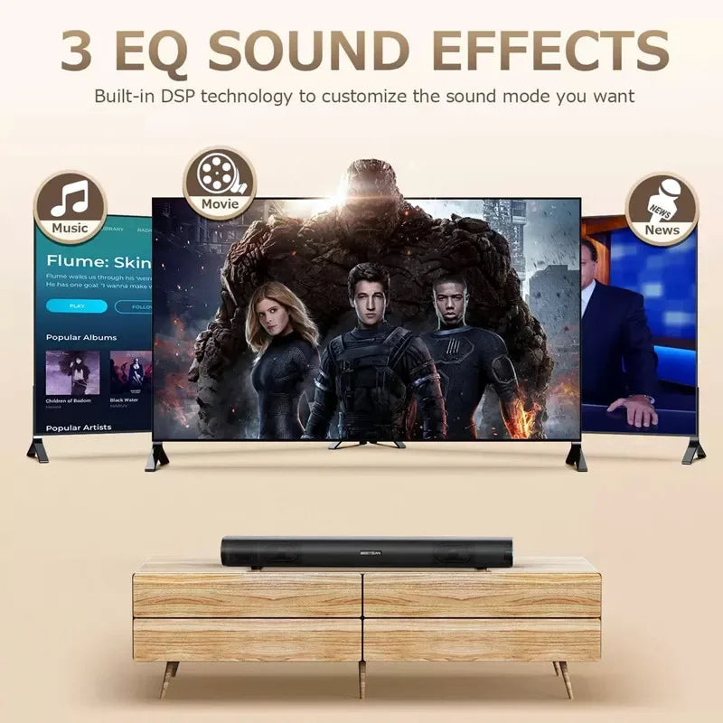TV Soundbar,home Theater with Bass,3D Surround Sound System Bluetooth Speaker,with Remote Control,support AUX/optical /USB Drive