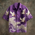 New Dark Green Embossed Pattern Fabric with Flying Crane | SAMAG