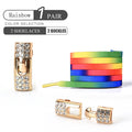 1Pair No Tie Shoe Laces Diamond Buckle Elastic Lace Shoelaces Pearl Light Colorful Fashion Without Ties Laces Sneaker Kids Adult