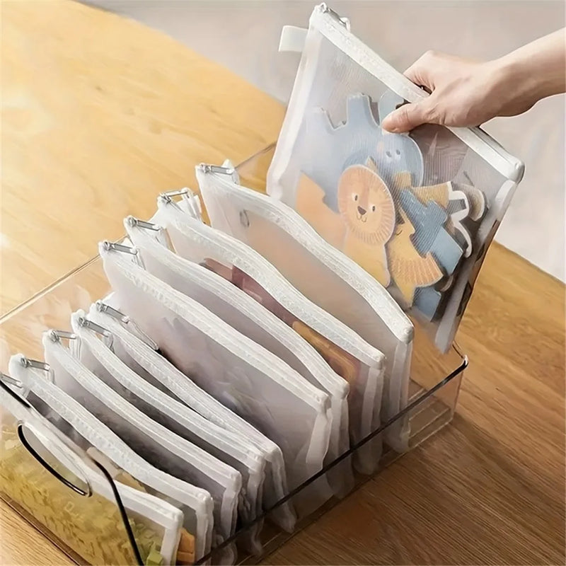 9pcs Mesh Zipper Pouches - A4/A5/A6 Large Capacity&Durable Organizer File Bags,For Office, Travel, Pencil Case & Puzzle Storage