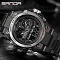 SANDA 6024 Men Sports Quartz Watches Dual Display LED Electronic Digital Wristwatches Waterproof Watch Relogios Masculino
