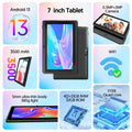 BAKEN 10-inch Tablet (Android 13, Quad-core, 2GB+32GB, supports 1TB expansion, WiFi 6, dual cameras); includes protective case