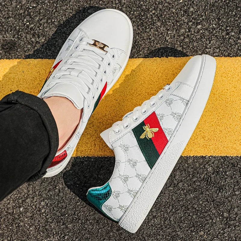 Brand Fashion Embroidered Bee Shoes Man Quality Genuine | SAMAG