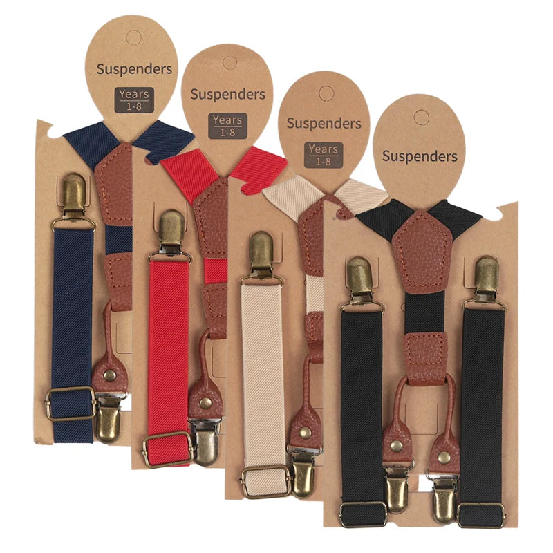 Cute Fashion Kids Elastic Leather Suspenders Children Belt Baby Boys Girls Adjustable Suspenders Clip-on Y-Back Braces for Kids