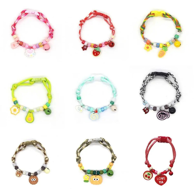 Fashion Colorful Pet Braided with Bells Cat Neck Chain Adjustable Cat Puppy Collar Chihuahua