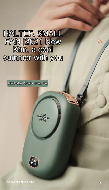New Mini Portable Fan Hanging Handheld Fan Rechargeable Bladeless Turbo Ultra Quiet Student Hand Held Fan Outdoor Sports Travel