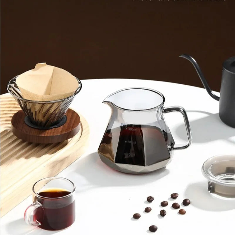 Glass Drip Coffee Maker,Diamond Design Glass Dripper and Filter Holder Manual Coffee Brewer for Home and Office