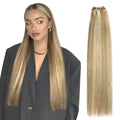 Real Beauty Platinum Blond Brazilian Straight Hair Weave Bundles 14"-28" Hight Ratio Remy Hair Extensions Brown #4 Blond P6/613#