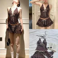 Women Bikinis Set Polka Dot Swimsuit Halter V Neck | SAMAG