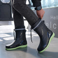 Outdoor work British style anti slip warm autumn and winter waterproof drawstring tied men's rain boots