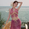 Sexy lace patchwork halter vest bikinis sets | SAMAG