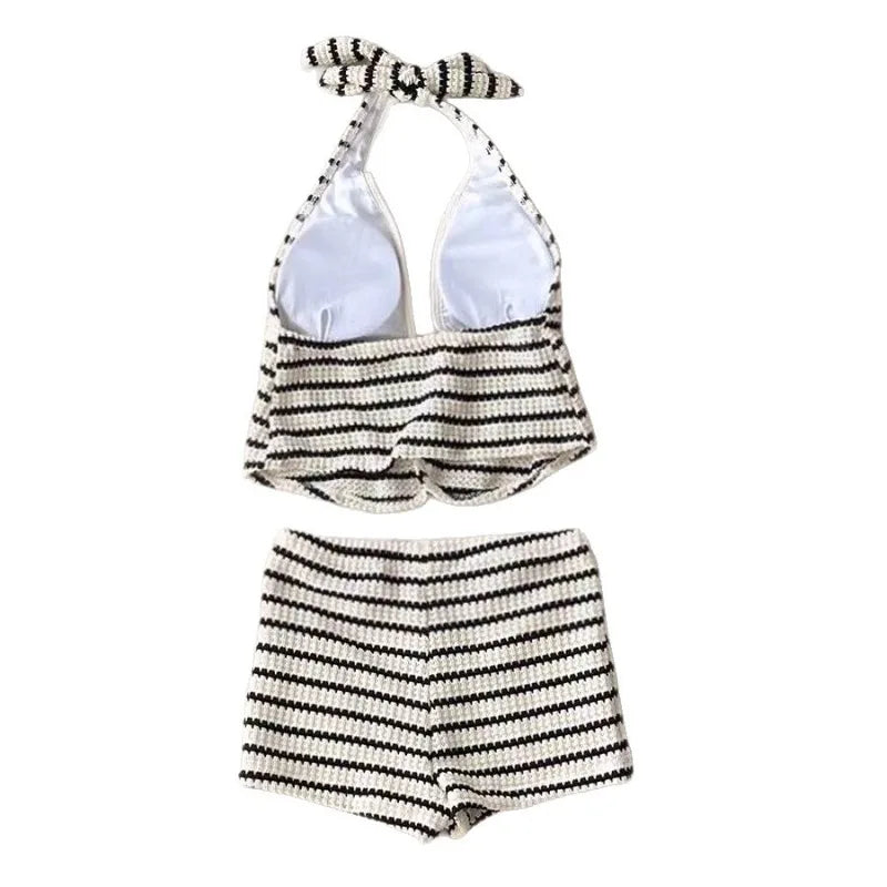 Women's 2-piece Tankini Swimsuit Strap V-neck Striped | SAMAG