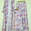 Design retro positioning printed long cardigan+vest three piece set for spring women's clothing+loose pants skirt fashion set