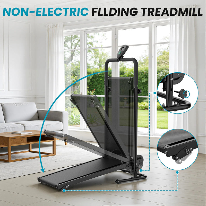 Akluer Non-Motorized Foldable Workout Treadmill - Dual | SAMAG