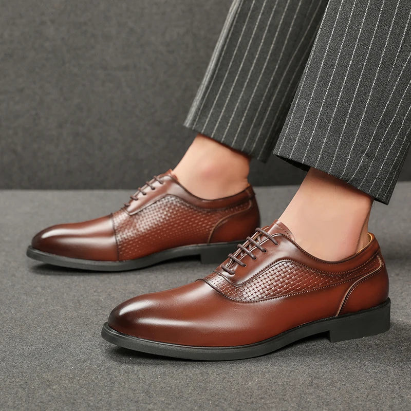 Trendy New Men's Casual Black Brown Lace Up Oxfords Shoes Gentleman Business Flats Dress Homecoming Footwear Zapatos Hombre