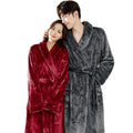 Couple Flannel Robe Winter Thick Warm Bathrobe Long Fleece Sleepwear Loungewear for Men and Women