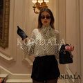 KONDALA Women Trendy Polka Dot Blouse Bow Tie O - Neck - View 2 | SAMAG