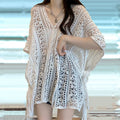 Women's Swimwear Crochet Lace Beach Cover Up Bikini Swimsuits Knitted Cover Up Dress Womens Swimsuit V Neck Side Split Beachwear