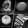 OLEVS 7009 Business Skeletonizing Mechanical Watch Gift Round-dial Genuine Watchband Wristwatch Week Display Calendar Men Watch