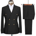 Double-breasted suit for formal occasions, gold buttons, men's outfit for weddings, dinners and parties