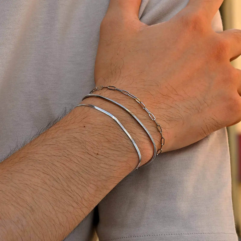 1/2/3pcs Chain Bracelet for Men Women, Stainless Steel Twisted Rope Cuban Wristband, Hip Hop Minimalist - Visuel 3 | SAMAG