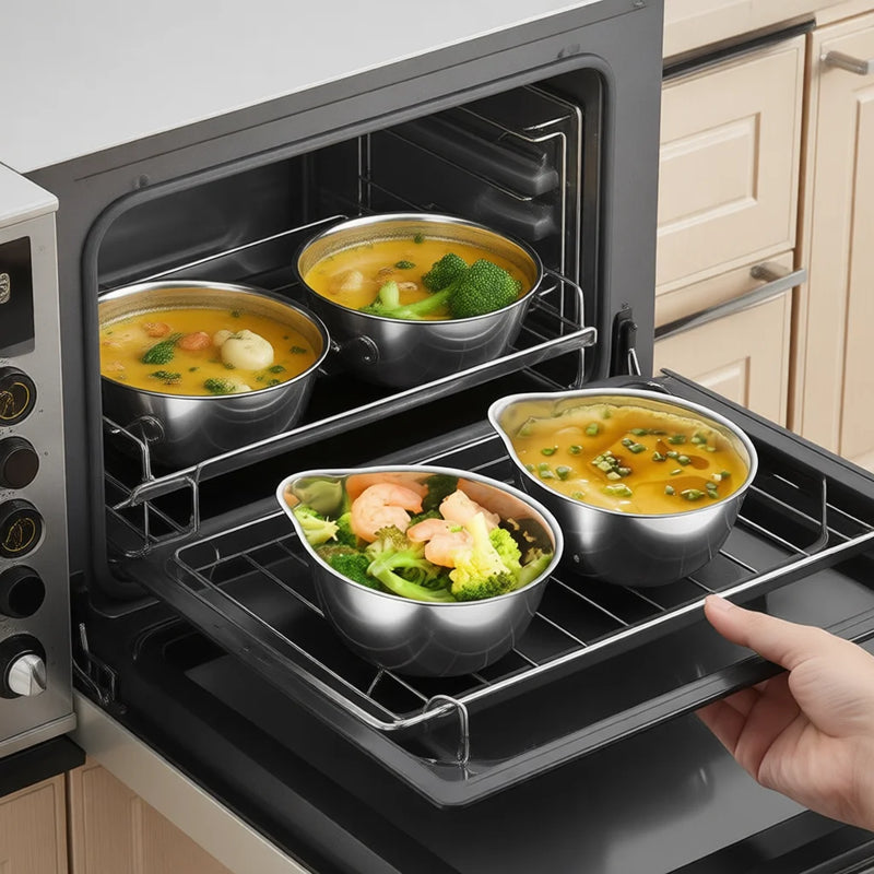 Nordic Style 316 Stainless Steel Egg Steaming Bowl With Lid Food Safe Cooking Container For Baby Food Stewing Heating