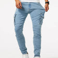 Street Elastic Jeans Men Denim Cargo Pants Wash Solid | SAMAG