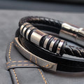 2022New MingAo Stainless Steel Beads Bracelet Fashion Men's Jewelry Classic Multilayer Leather Bracelet Homme Men Boyfriend Gift