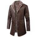 Winter Men's Thick PU Leather Jacket Coat Long Outwear Fur Turn Down Collar Fashion Male Clothes Vintage Leather Jackets MY916