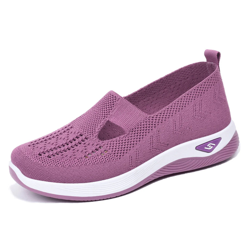 Women's shoes Solid Color Breathable Sneakers, casual sneaker women's summer sneakers, Low-top Knitted Casual Shoes Mom Shoes