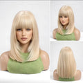 EASIHAIR Short Straight Bob Hair Synthetic Wigs for Women Brown Straight Natural Wigs with Eight Character Bangs Daily Cosplay