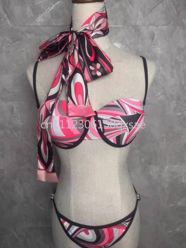 Women's Scarf Swimsuits with Letter Signature Logo Lady | SAMAG