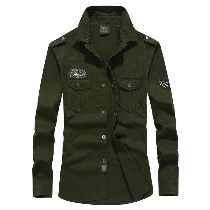 Men's Spring Cotton Casual Shirt Military Tooling | SAMAG