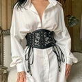 Ladies's Retro Pin Buckle Elastic Lace Corset Belts Cummerbunds Goth Punk Dress Corset Belt For Women On Shirt Dress Girdle Cors