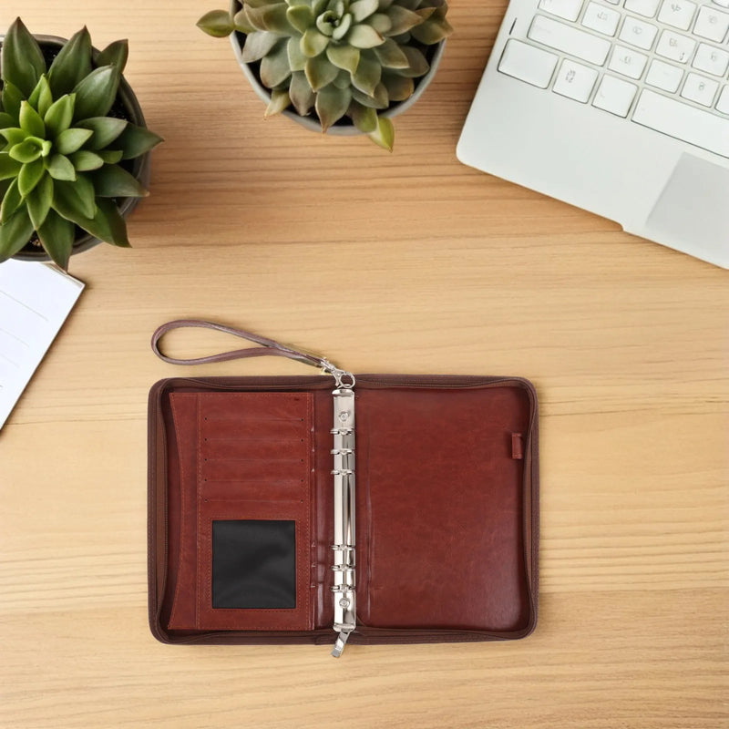 Business Portfolio Binder with Zipper Refillable Loose Leaf Cover Organizer for Office Meetings Note Taking Document Storage