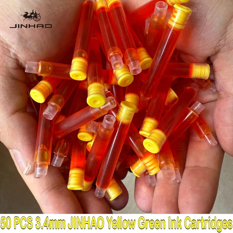 50/12 PCS JINHAO 12 Colors 2.6mm/3.4mm Fountain Pen Ink Cartridges For Majohn Hongdian Stationery School Office Supplies