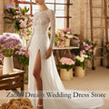 Customized Wedding Dresses Lace High Thigh Slit Bridal | SAMAG