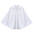 Striped Women's Shirt White Loose Casual for Summer - View 5 | SAMAG