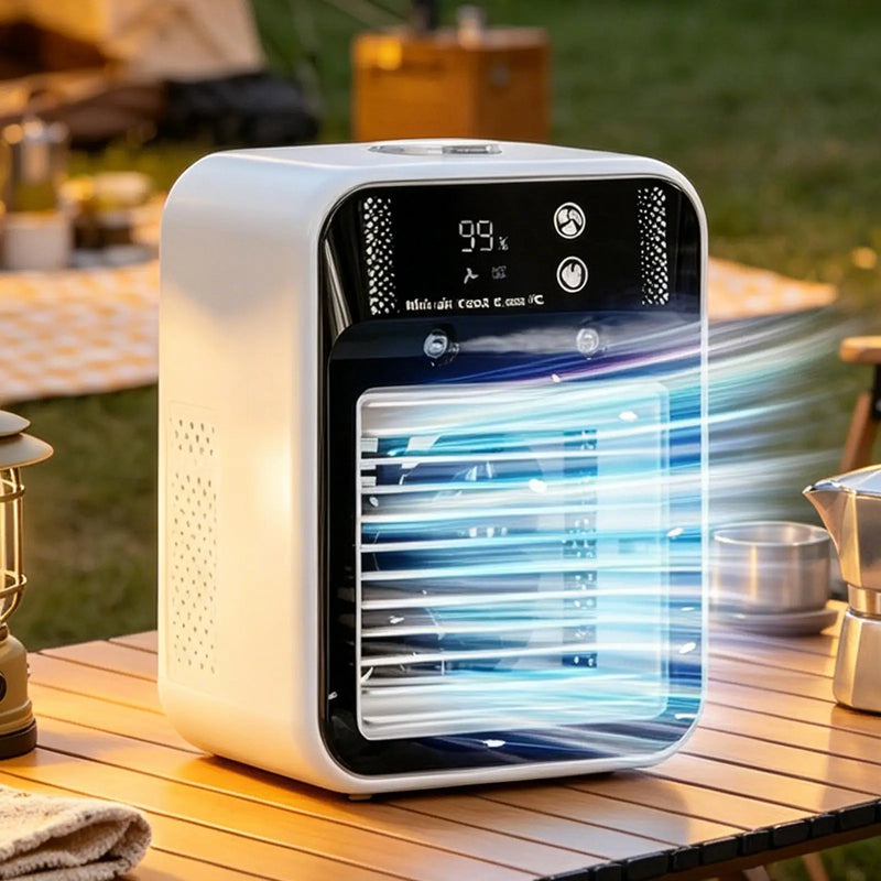 Portable Mini Air Conditioner For Dormitory Fast Cooling Ultrasonic Nano Mist LCD Display Rechargeable indoor Outdoor Cooler