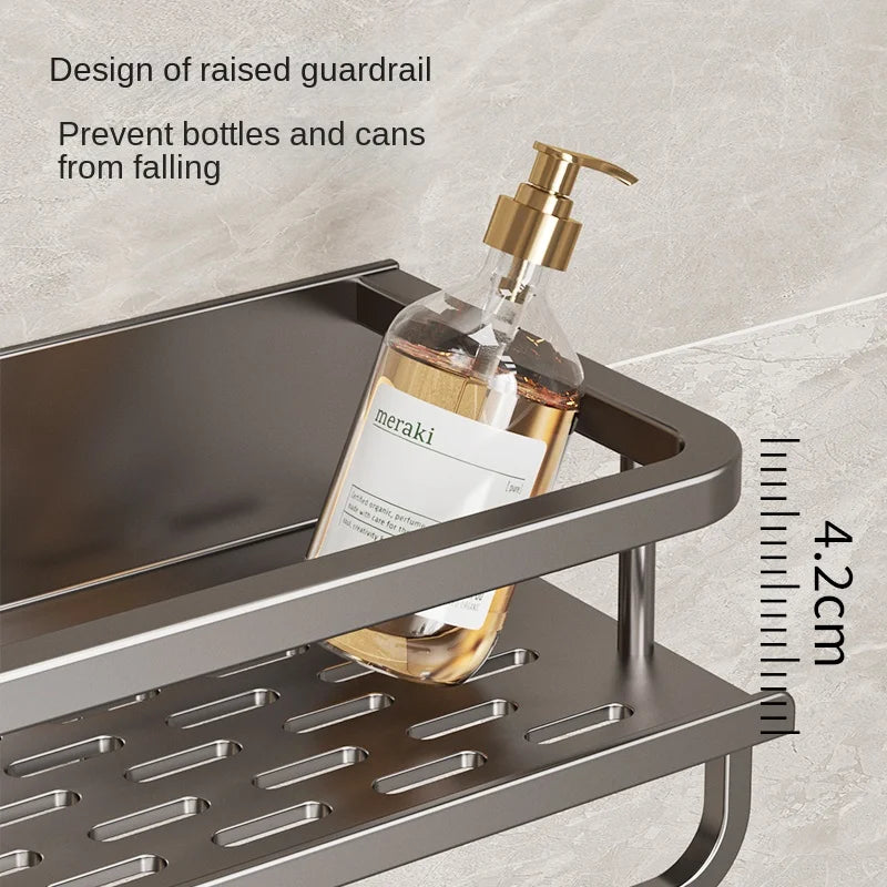 Light luxury kitchen multi-functional storage rack wall-mounted spice rack hole-free seasoning stainless steel wall storage rack