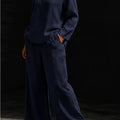 Women 2‑Piece Matching Outfit Long Sleeve Button Shirt High Waist Wide Leg Pant Loose Vacation Street Daily Wear Suit For Ladies