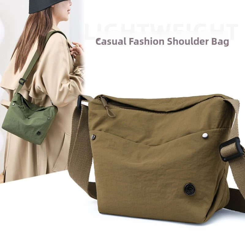 Ultra-light Nylon Crossbody Bag for Women Adjustable Wide Strap Lightweight Women's Bag Zipper Closure Stylish Messenger Bag