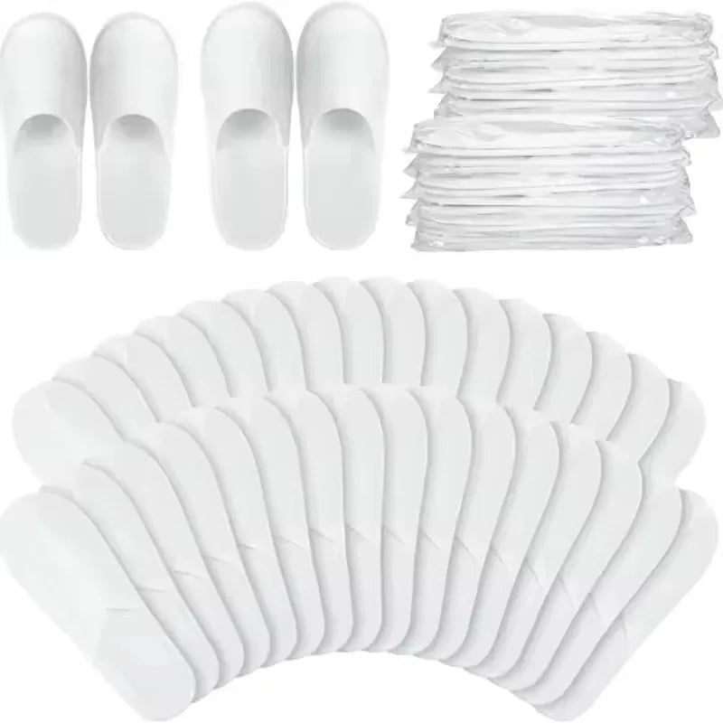 40pairs 2026 White Hotel Slipper Unisex Disposable Slippers for Home Guests Non-Slip Bathroom Spa Slippers Shoes for Men Women