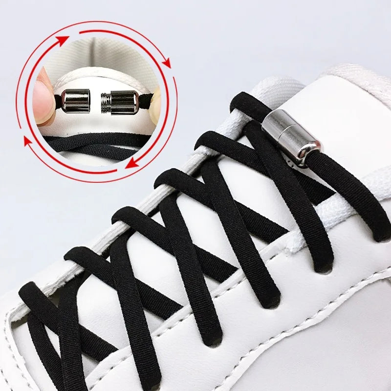 1 Pair Quick Locking Shoelaces Without Ties Elastic Laces Sneaker Widened Oval No Tie Shoe Laces Kids Adult Shoelace for Shoes