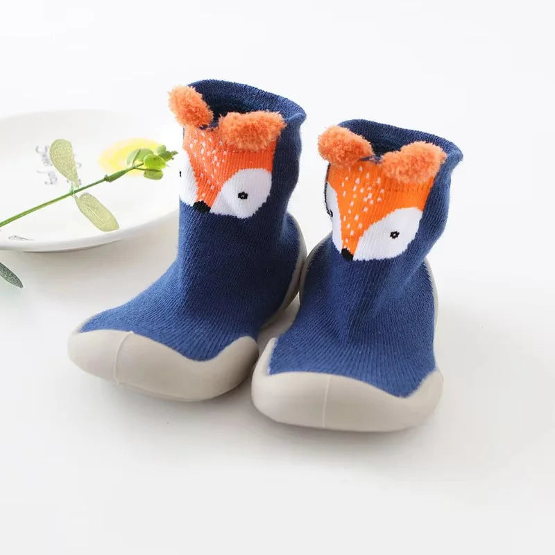 Baby Socks Shoes Kids Toddler First Walkers Animal Pattern Soft Non-Slip Sole Breathable Rubber Floor Shoes for Boys and Girls