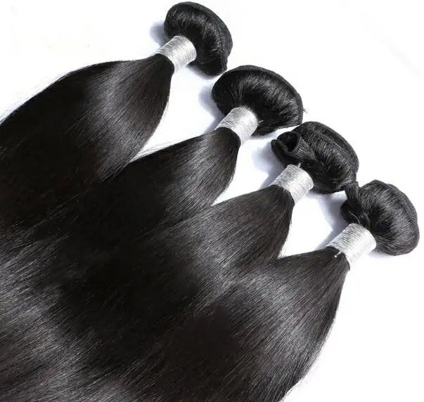 12A Brazilian Long Straight Hair 1/3/4 Bundle Deals Unprocessed Virgin Human Hair Bundles Bone Straight Natural Black Color 10-38 Inches