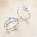 Newshe 925 Silver Bridal Set Original Wedding Rings for Women 1.8Ct Round Cut Zircon Moissanite Engagement Ring Enhancer Band